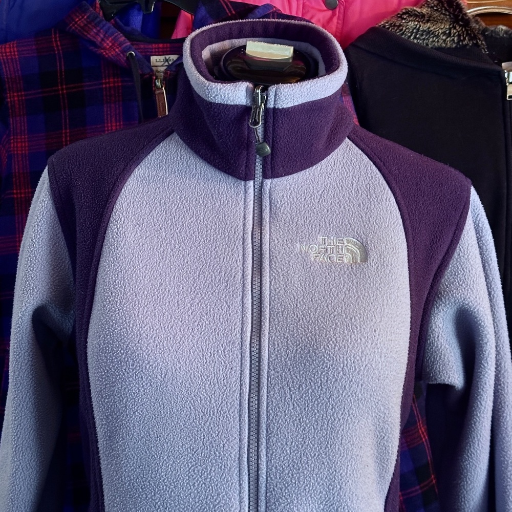 THE NORTH FACE Full Zip 2 Tone Purple Fleece Jacket Pockets Medium - Picture 2 of 12